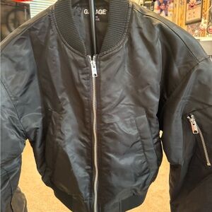 Garage Black Satin Bomber Jacket
